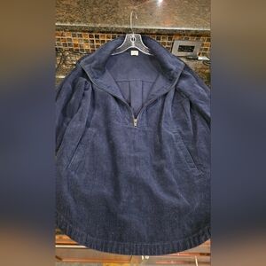 Poetry Funnel Neck Navy Corduroy Half-Zip Pullover Size 2